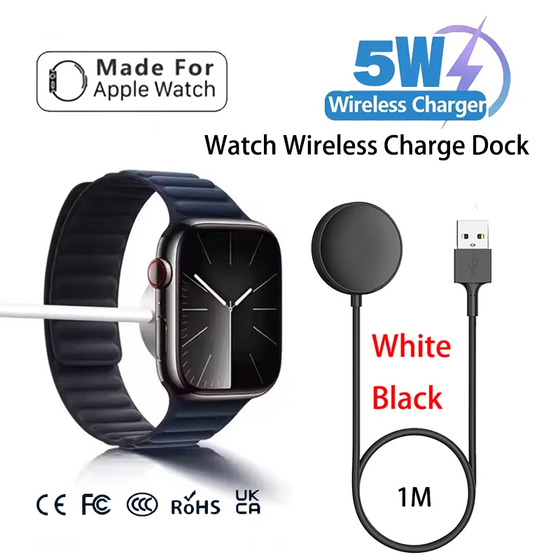 

White Black Wireless Charger Magnetic for Apple Watch Magnetic Wireless Charger Watch Wireless Charging Pad USB Type c