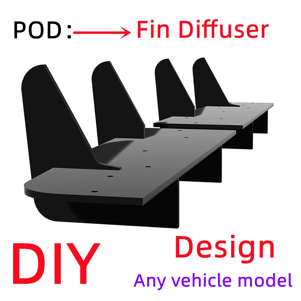 

POD Rear Fin Diffuser Fit Your Model Upload Design Custom Car Photo 3D File Auto Parts Body Kit Accessories