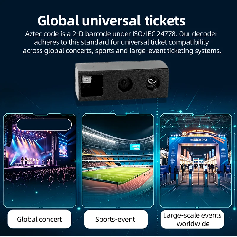 LONVILL TTL USB ISO24778 Secure Aztec Validation Embedded Electronic Pass Tickets Scanning Event Access Scanner Module view 4