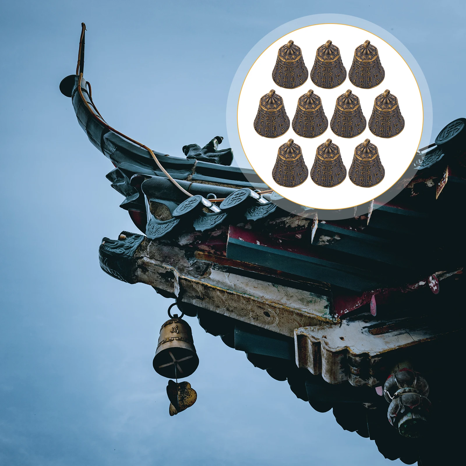 

10 Pcs Heart Bell Pendant Vintage Small Crafts Brass DIY Unique Wind Chime Bells Jewelry Making Accessories