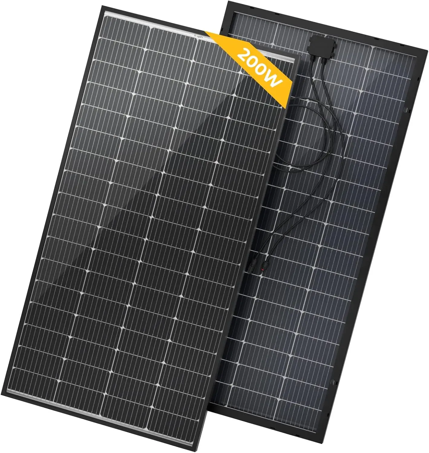 

BougeRV 200 Watts Bifacial Solar Panel 10BB Cell, 23% High Conversion Rate, Work with 12 Volts Charger for RV Camping Home