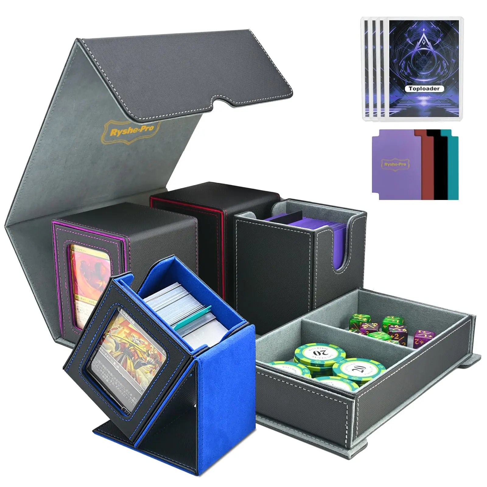 scatola-per-mazzi-5-in-1-per-pokemon-black-bolt-mtg-tcg-carte-sportive-scatola-per-carte-collezionabili-carte-4-custodie-per-mazzi-con-coperture-e-divisori