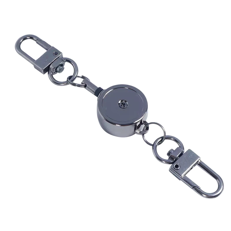 Retractable Badge Key Holder Badge Reel Anti-theft Metal Easy Pull Cord Cord Elastic Keychain Keyring Accessories