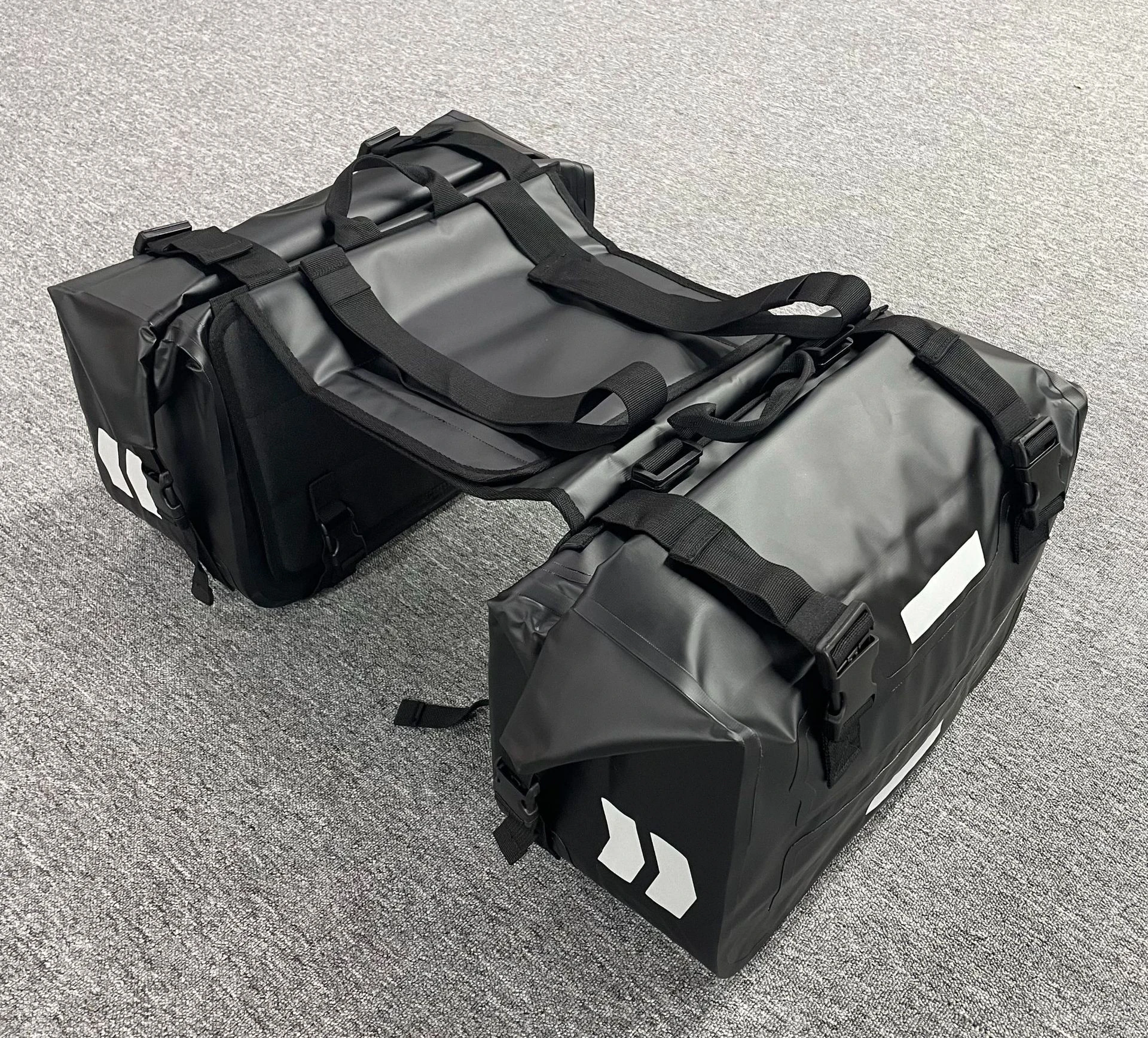 PVC Motorcycle Waterproof Capacity Large Night Reflective Rear Seat Both Side Pockets Riding Travel Bag