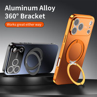 Magnetic Magnet Ring Rotating Folding Stand Phone Case For iPhone 17 16 15 14 13 Pro Max Air Lens Protection Solid Color Cover