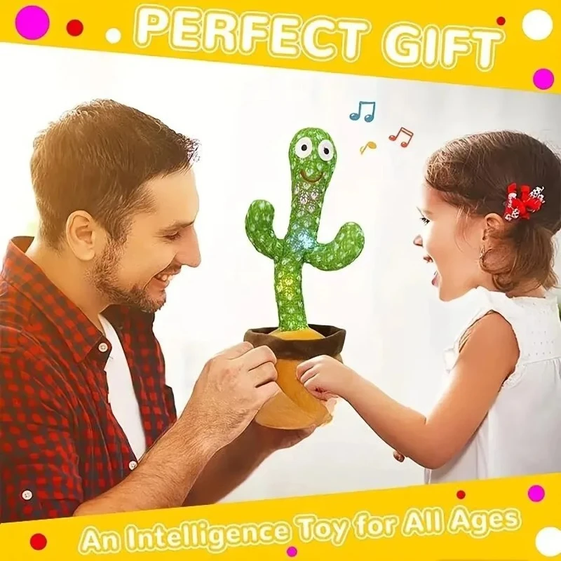 Talking Dancing Cactus Plush Toy – Electric Animatronic Toy with Light, Singing & Movement – Portable & Convenient Fun for Kids