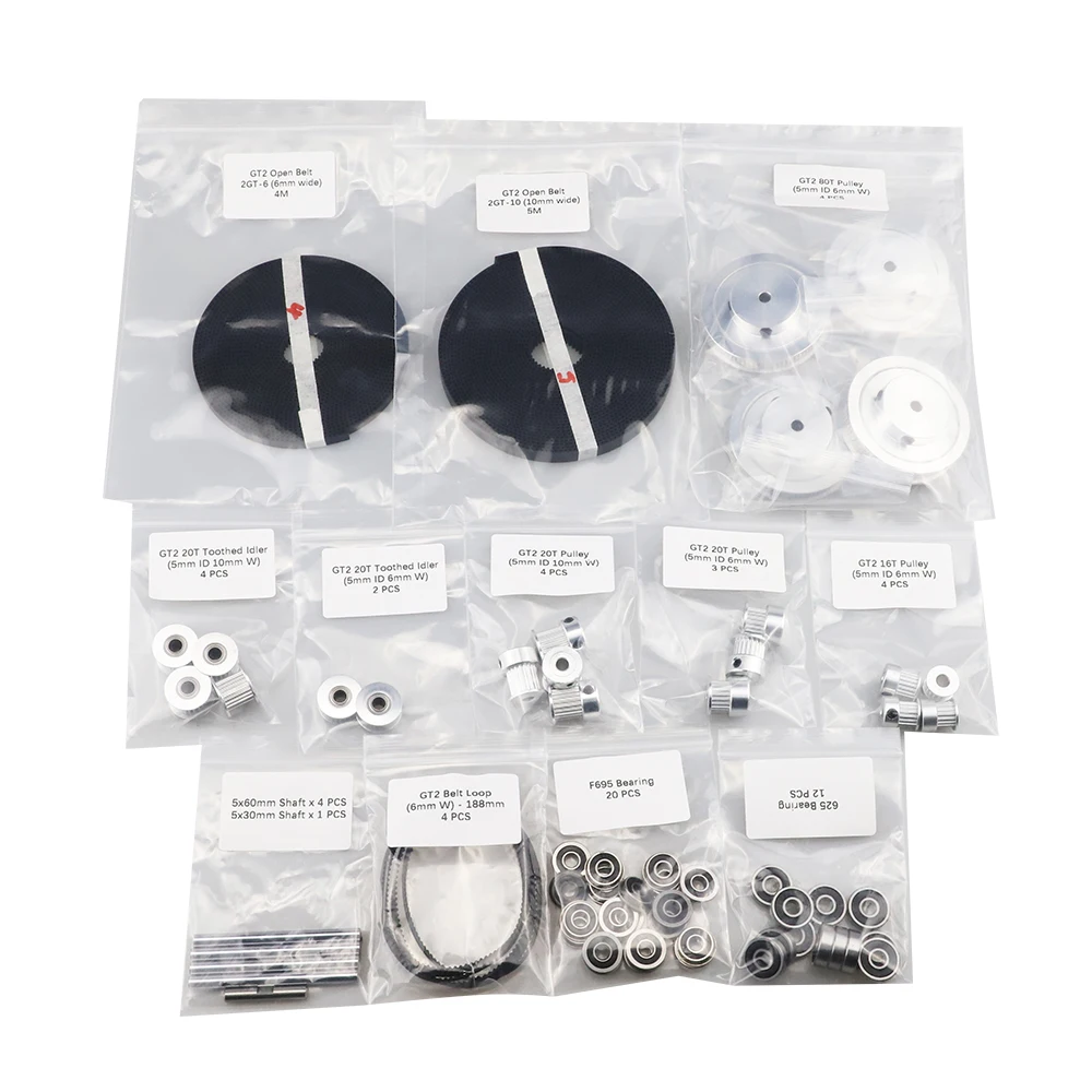 2GT2 Synchronous Belt & Pulley Motion Kit for Voron2.4 R2, Includes Idler 80/20 Gear Bearing Anti-vibration Foot Pad