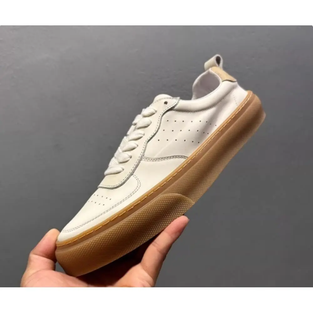 Handcrafted White Perforated Leather Classic Sneaker – Superior Craftsmanship, Versatile