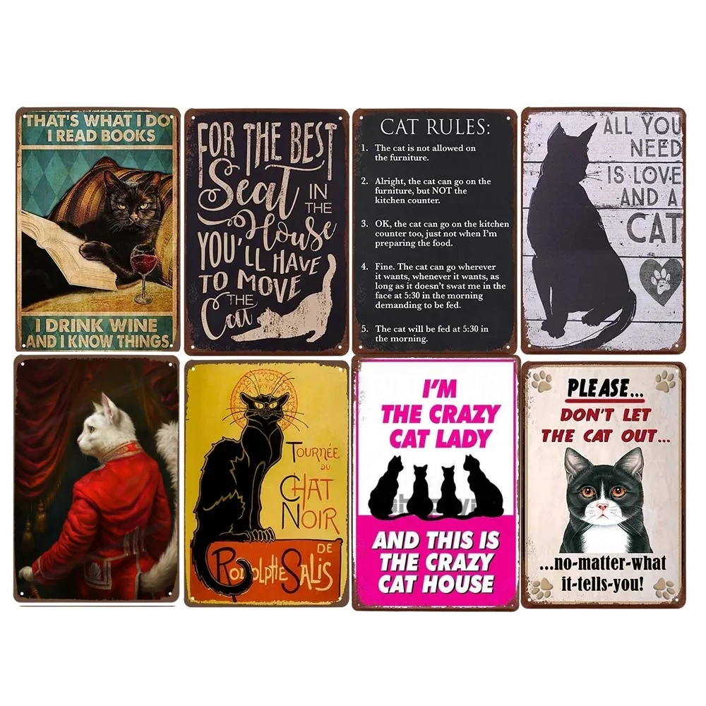 

Ретро-постеры с кошками постеры с животными постеры винтажные металлические Знаки Декор забавное искусство табличка Бар Паб Клуб настенное украшение для дома