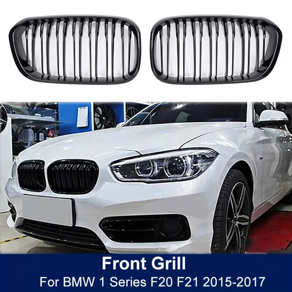 

2015-2017 Racing Grille For BMW F20 F21 120i LCI 1 Series 2015 2016 2017 Glossy Black Front Kidney Grill Grille 2 Slat