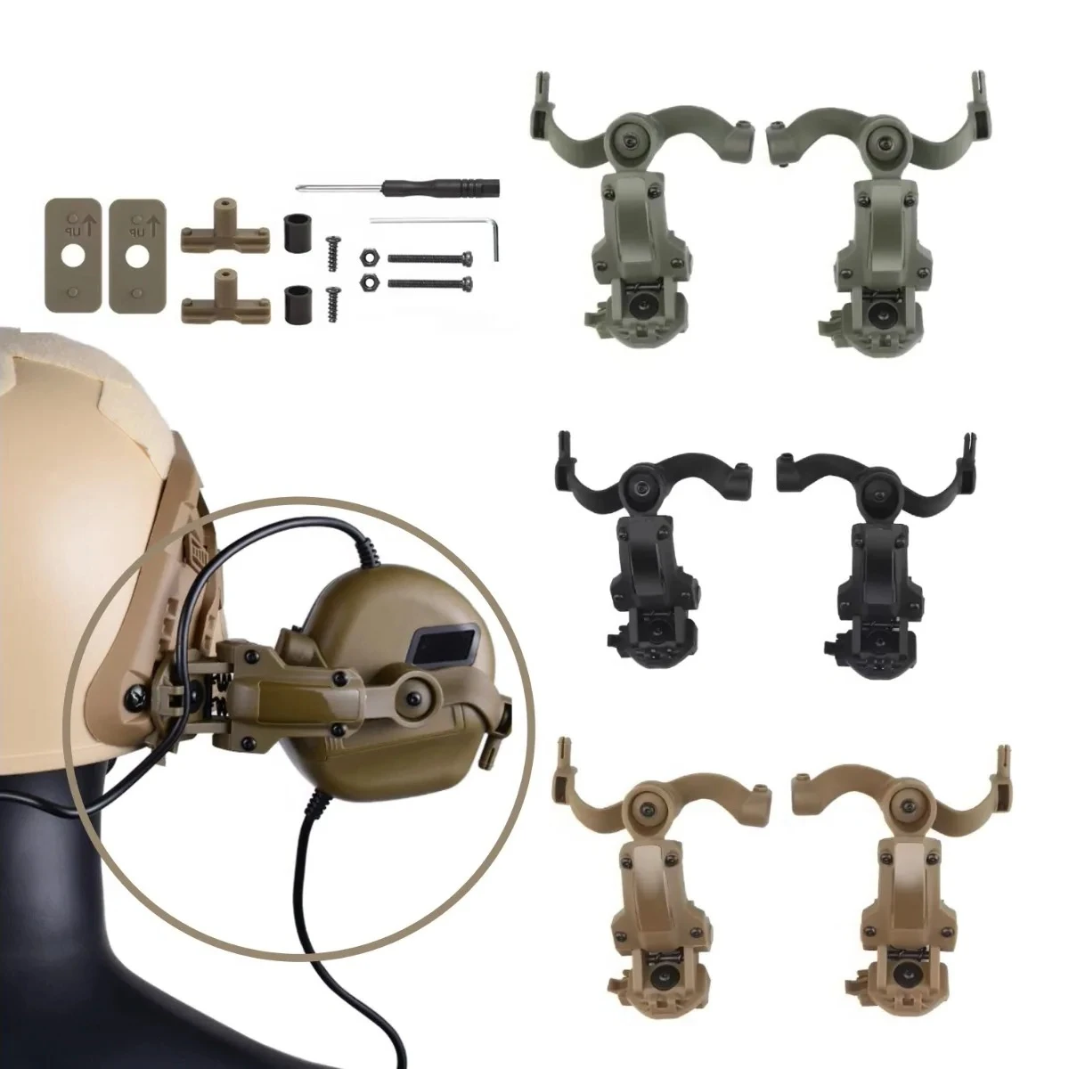 Tactical Headset Bracket Rail Adapter Mount Fit OPS Core ARC And Team MLOK Rails Headphone Brackets ARC Helmet Rail Adapter