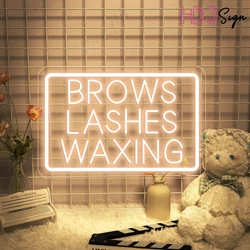 Brows Lashes Waxing Neon Sign Gift Custom 3D Engraving LED Light Beauty Room Wall Decor For Lashes Nail Shop Room Bedroom