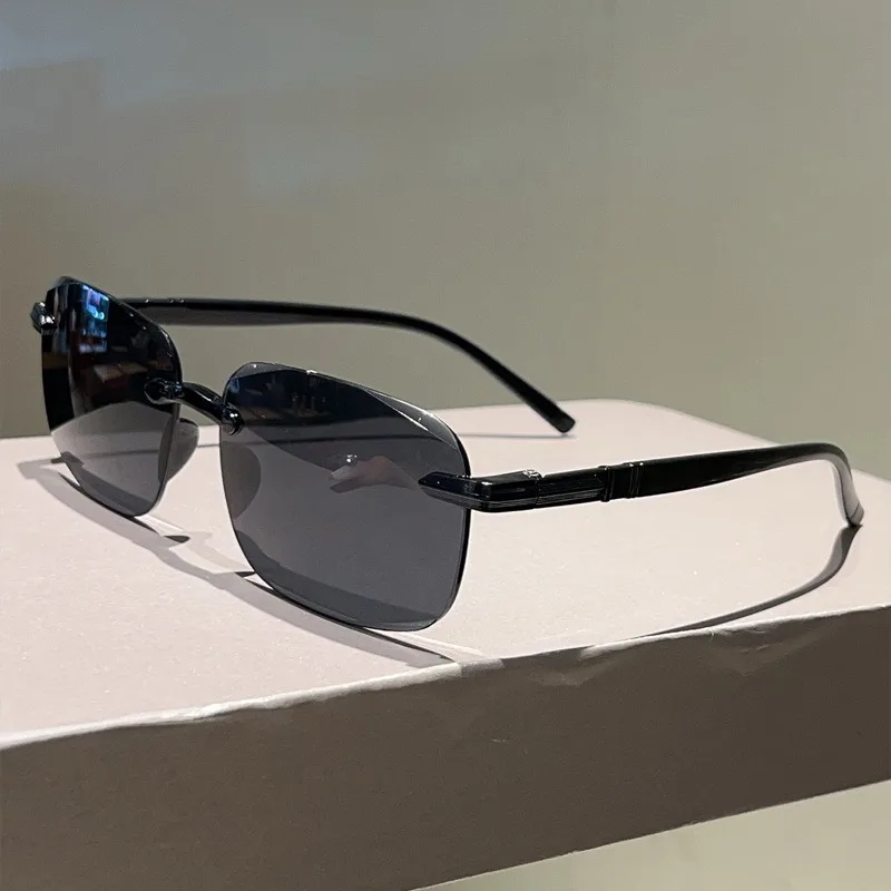 Fashion Pilot Sunglasses Men Luxury Brand Vintage Rimless Sun Glasses Flexible Frame Lightweight Eyewear Shades UV400 view 3