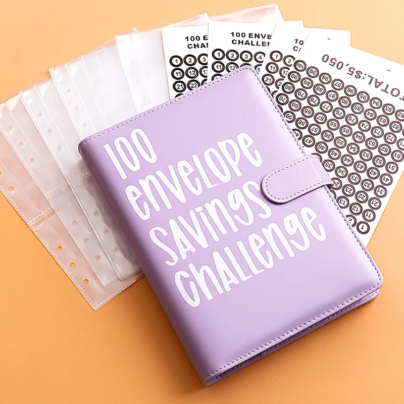 Free Shipping 100 Envelope Challenge Binder 100 Days Couple Savings Challenge Handbook Notebook weekly planner  planners