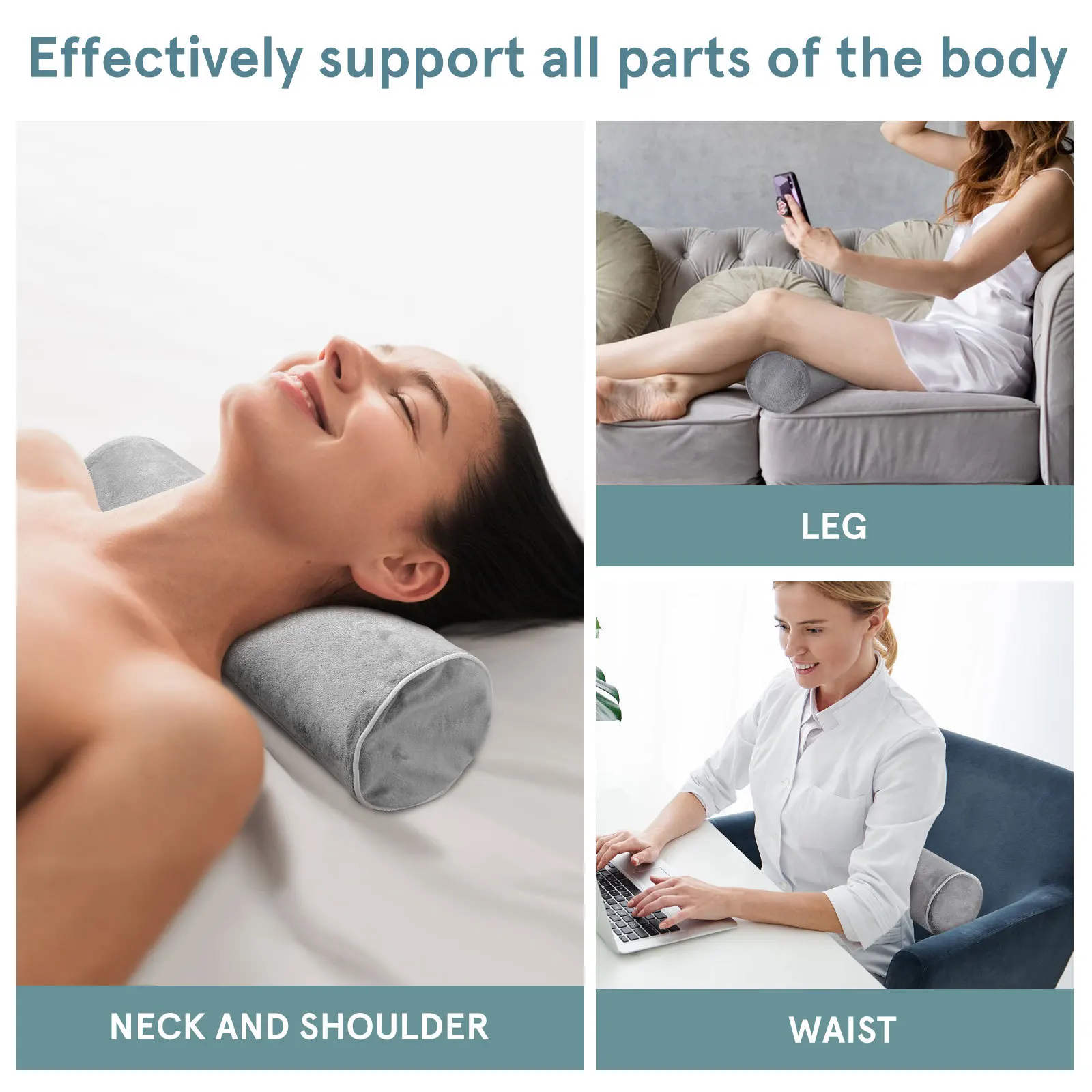 

Cervical Neck Pillow Memory Cotton Round Candy Shape Neck Roll Pillow for Spine Lumbar Support Sleeping Comfort