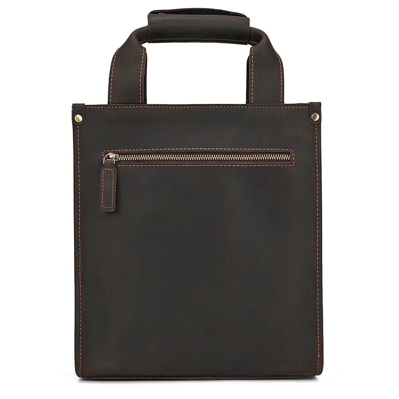 Maleta de couro para homens e mulheres, bolsa unisex, Crazy Horse