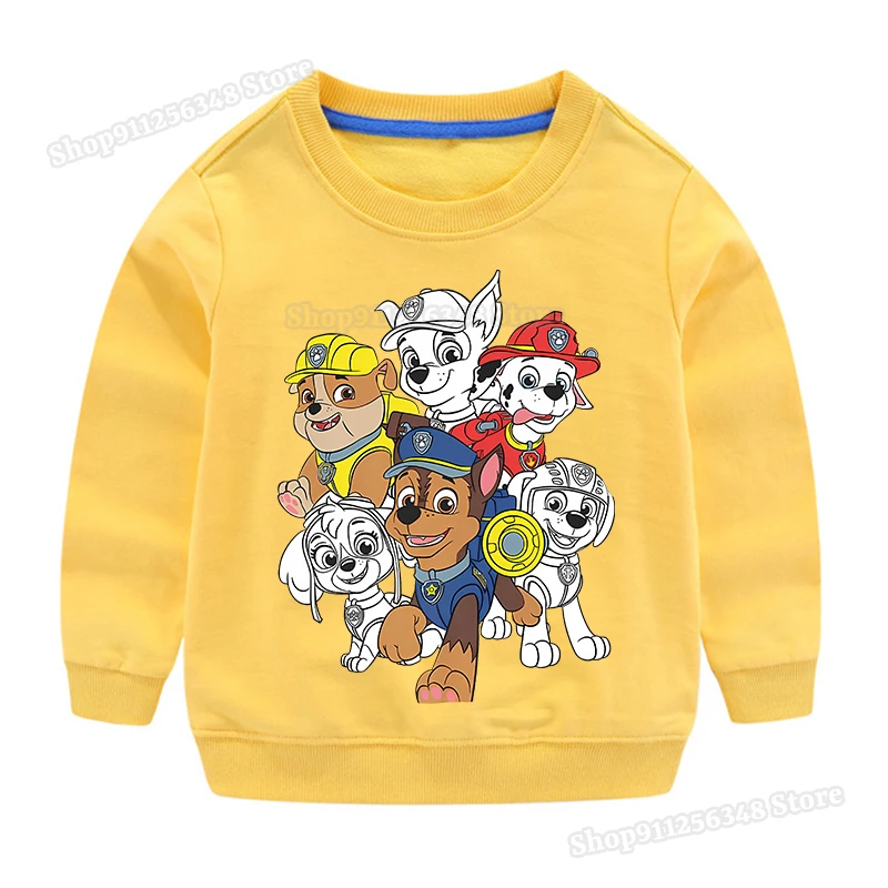 كارتون باو باترولز بلوزات الرقبة المستديرة للأطفال ربيع الخريف ارتداء هوديي لطيف أنيمي الشكل البلوز بوتيك الزي هدية