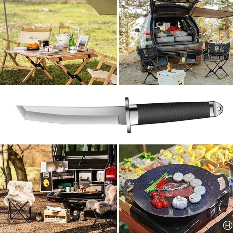 Outdoor Survival Knife,Katana Style Kitchen Knife, Sharp Versatile Fruit Knife, Fixed Blade Cutting Meat Vegetable Utensils