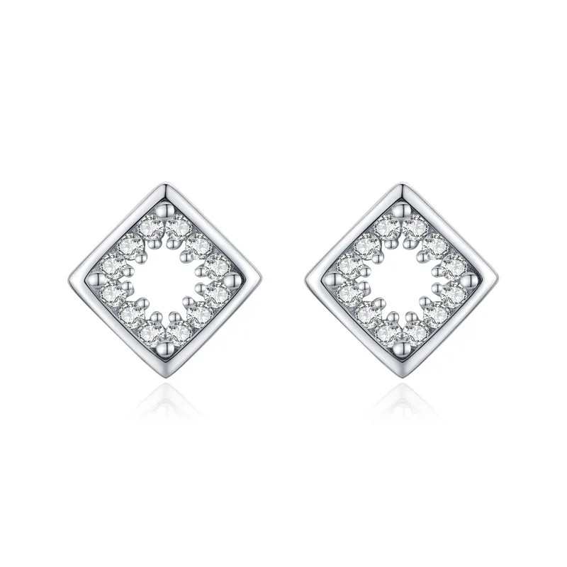 

Exquisite Zircon S925 Sterling Silver Hollow Geometric Stud Earrings for Women