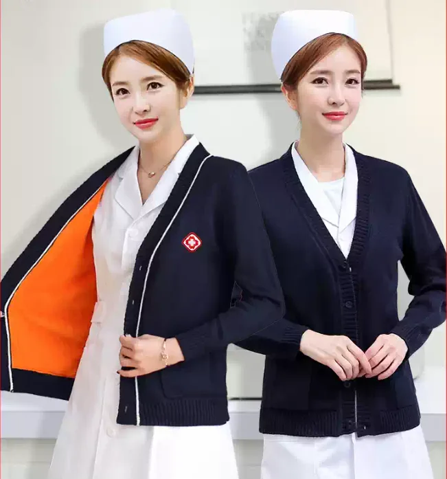 

Nurse Sweater Woman Winter Coat Blue Thick