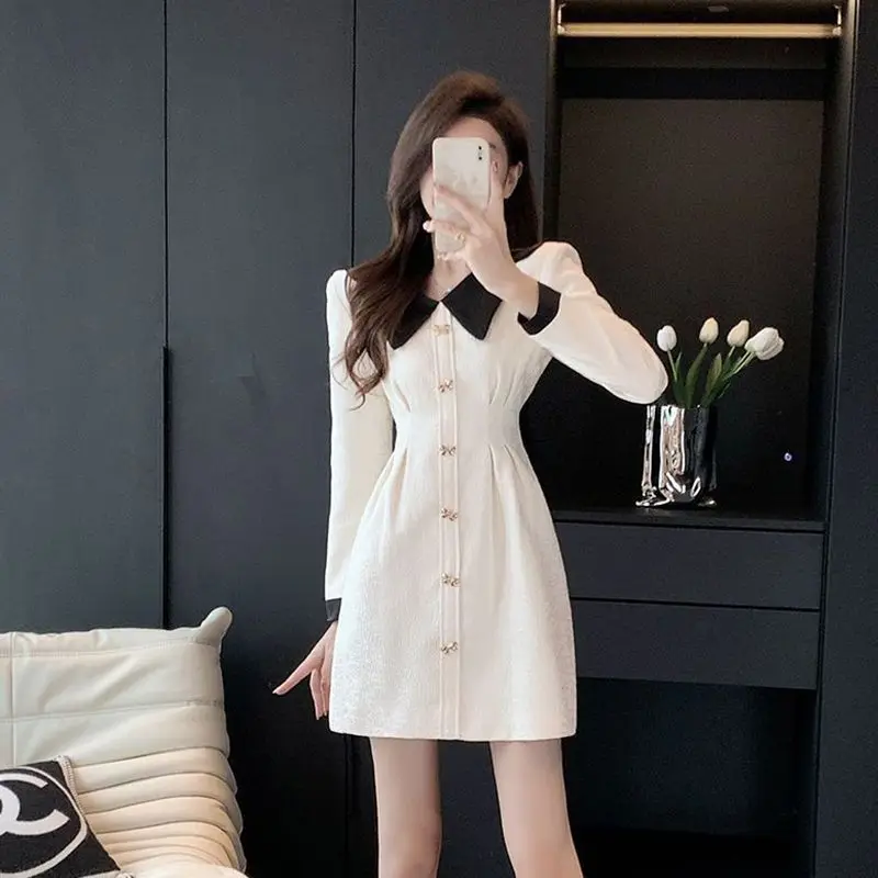 High End Sweet Dress for Women Retro Fashion Socialite Style Waist Cinching and Slimming Short Skirt