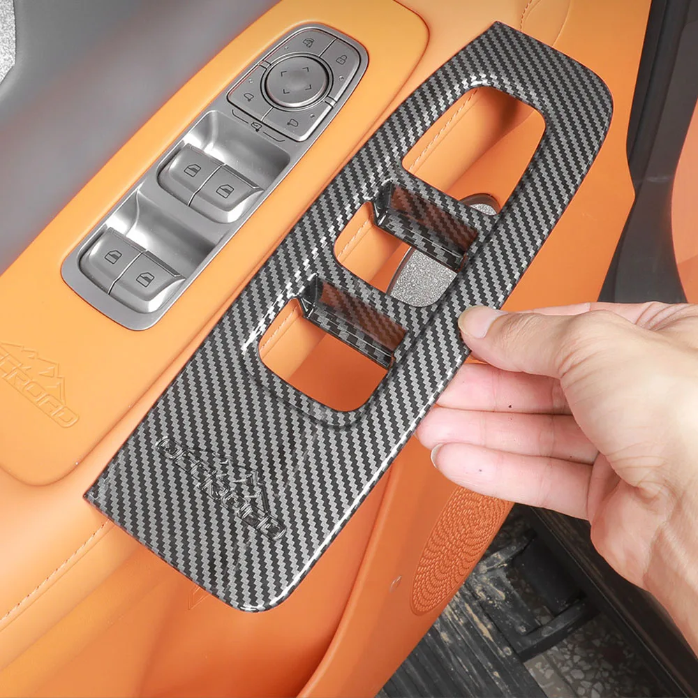 Car Wood Grain Carbon Fiber Pattern Rising Window Panel Central Control Panel ABS Interior Protection Pad For GWM Haval H10