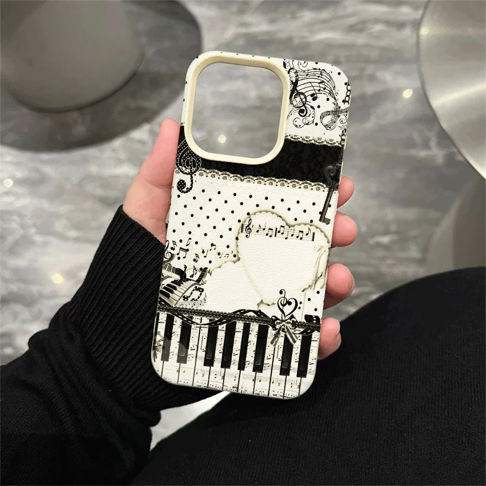 Klaviernoten-Spitzen-Handyhülle für iPhone 17 16 15 14 13 12 11 ProMax 16 15 14 Plus 17 16 15 14 13 12 Pro 17Air Silikon-Matt-Cover – Detail 5
