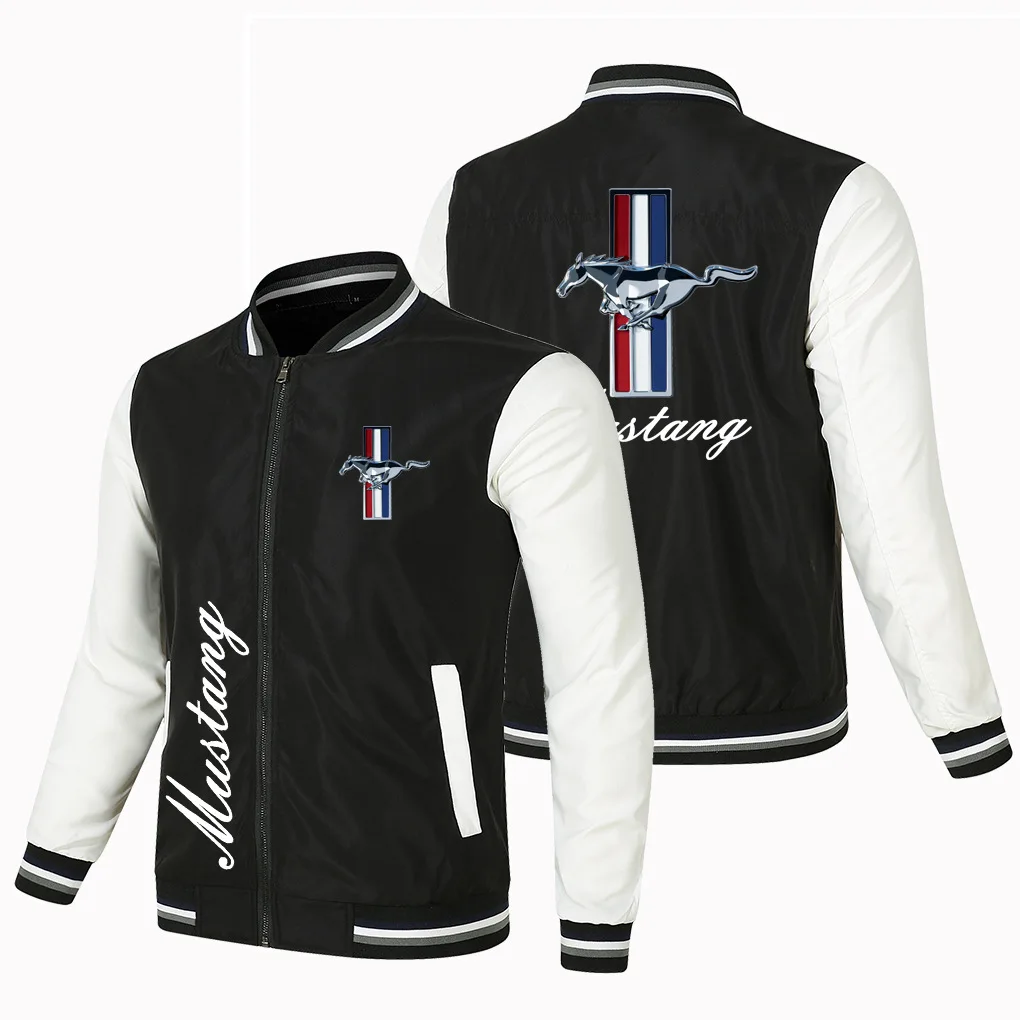 New men's casual jacket fashion trend handsome punk style Ford Mustang racing car logo motorcycle jacket for men