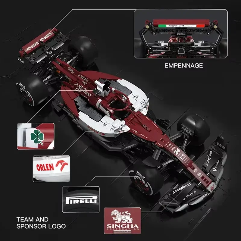 Cada التقنية الانجراف سباق MOC F1 أبطال فريق C42 2022 سباق السيارات اللبنات سيارة رياضية الطوب لغز لعب الاطفال الهدايا #3