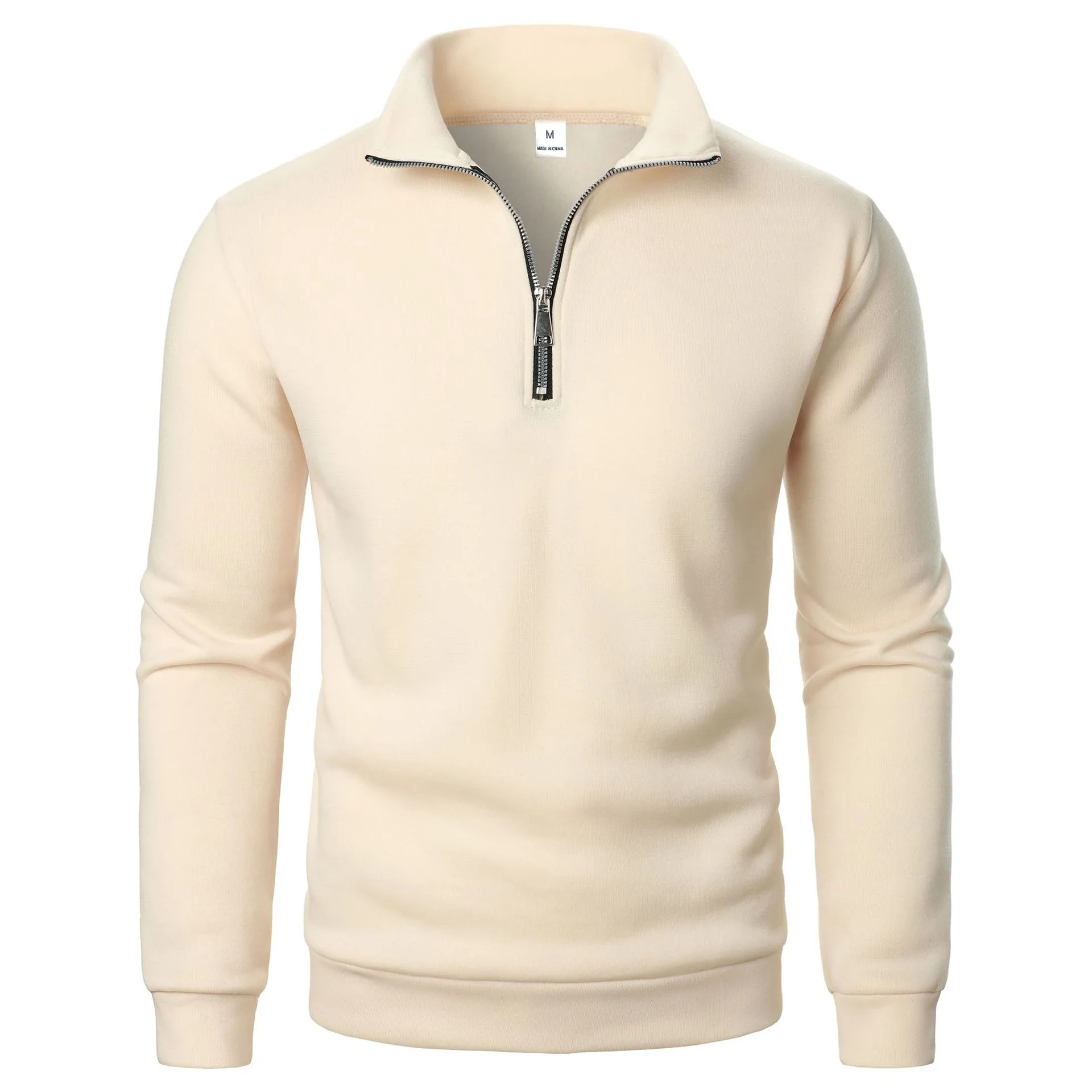 Frühling und Herbst Neuer Lässiger Hoodie mit Halbem Reißverschluss und Stehkragen, Trendiger Einfacher und Lockerer Oversize-Fleece-Hoodie für Herren – Detail 9