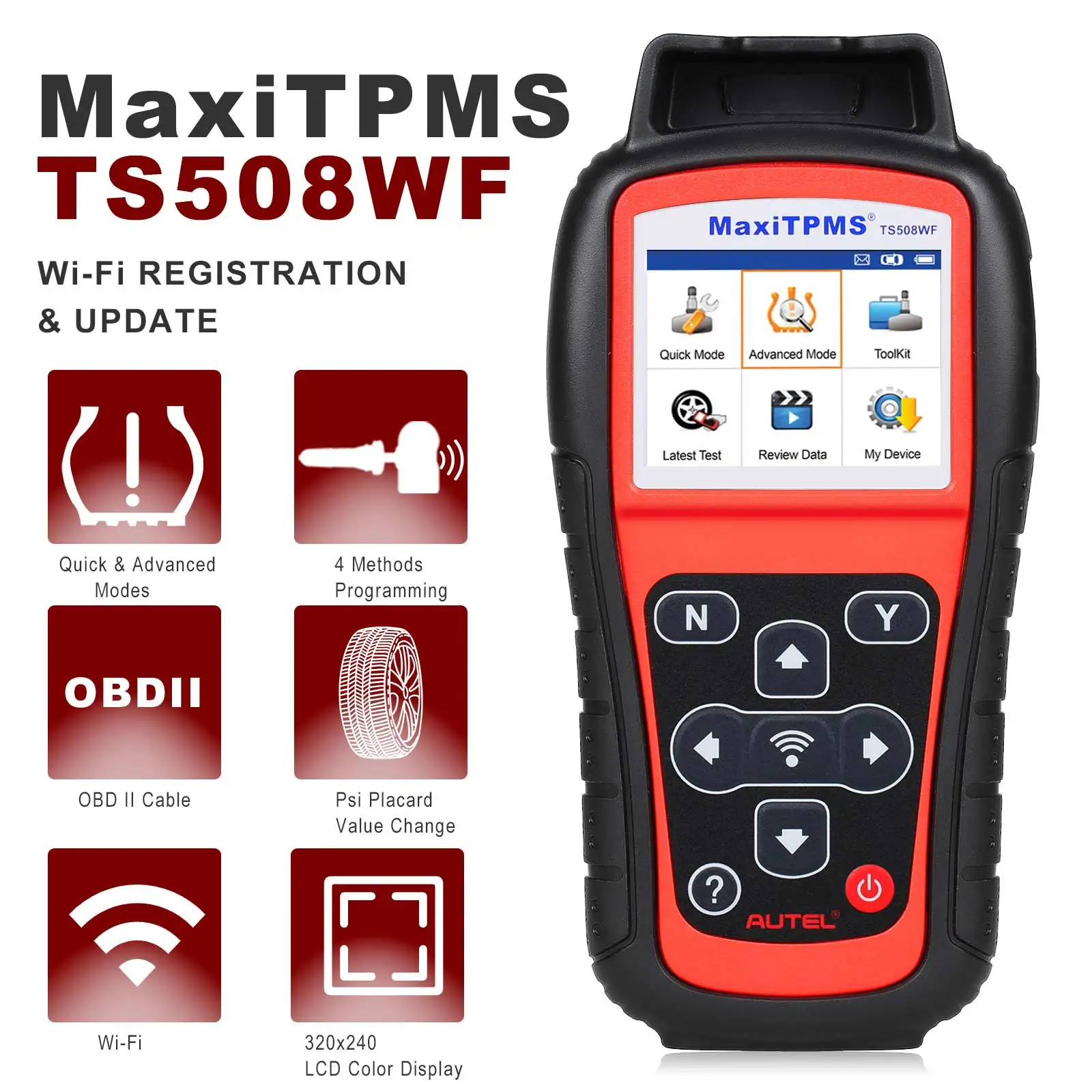 Autel MaxiTPMS TS508WF TPMS Tool Duel Frequency 315mhz and 433mhz Support WiFi Connection