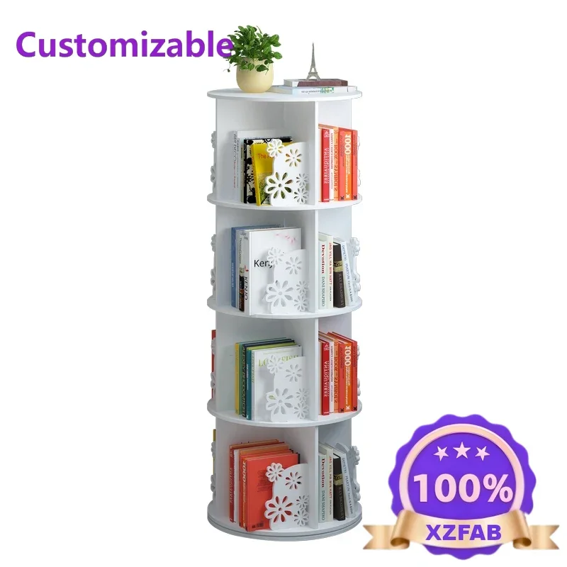 Factory Direct 2026 Simple rotatable bookshelf bay window bookcase room floor-to-floor multi-layer bookshelf display creative