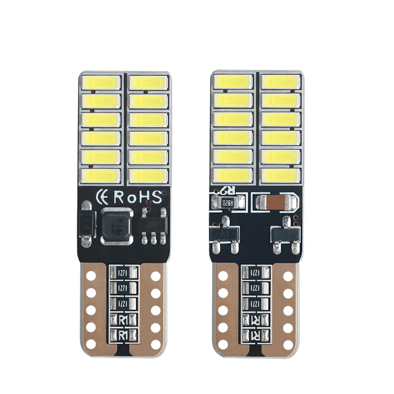 10 sztuk IC T10 W5W 194 501 Led Canbus bez błędu wewnętrzna lampka samochodu T10 24SMD 4014 Chip czysta biała kontrolki żarówki 12V