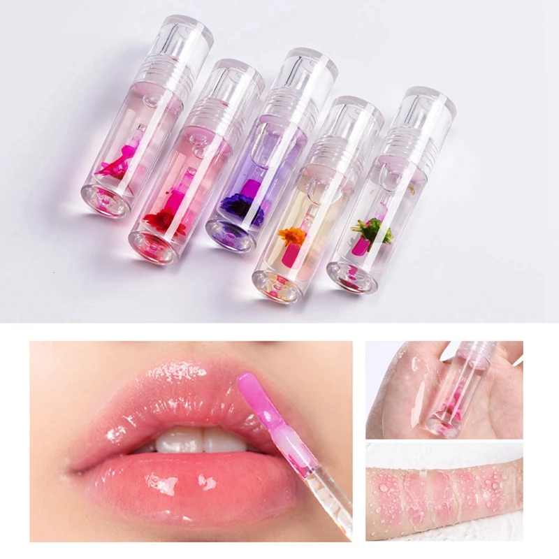 Ibcccndc Magic Color Change Lip Oil Flower Lipgloss PH Color Change Lipoil Pink Clear Lip Glaze Liquid Moisturizing