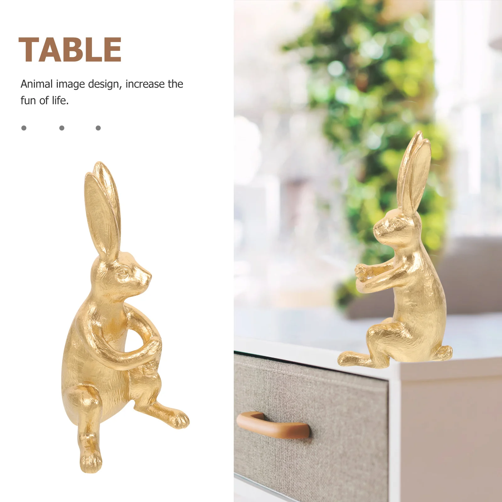 

Resin Bunny Statue Realistic Cute Desktop Rabbit Decor Home Room Ornament Tabletop Decoration Bunny Figure Resin Rabbit Ornament