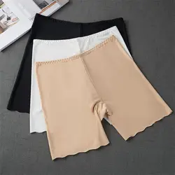 2021 100% New  Ice silk seamless Leggings summer thin anti light women's BoxersSafety Short Pants