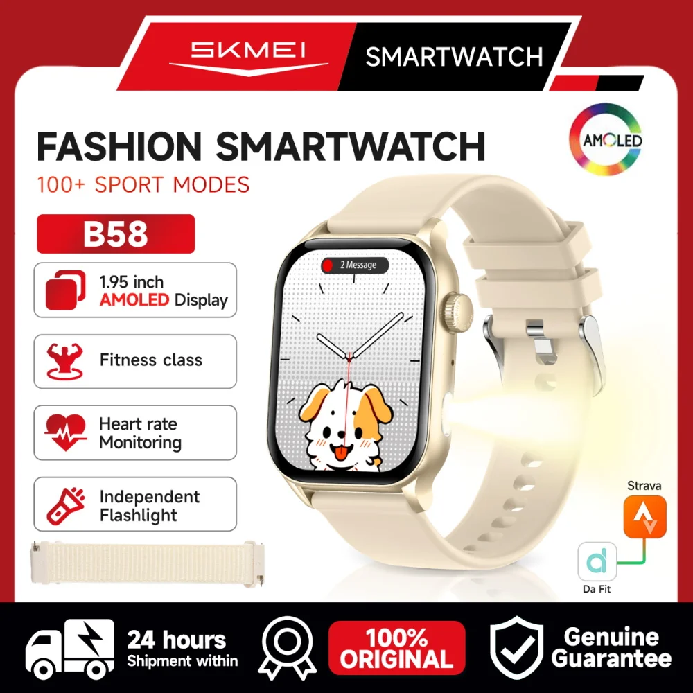 SKMEI 1,952-дюймовые умные часы AMOLED, голосовой помощник, спортивные умные часы для мужчин и женщин, IP67, водонепроницаемые наручные часы для Android IOS