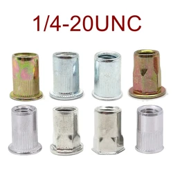 20pcs/pack 1/4-20UNC Inch thread Rivet Nut Insert Stainless Steel and Carbon Steel Round and Hex type