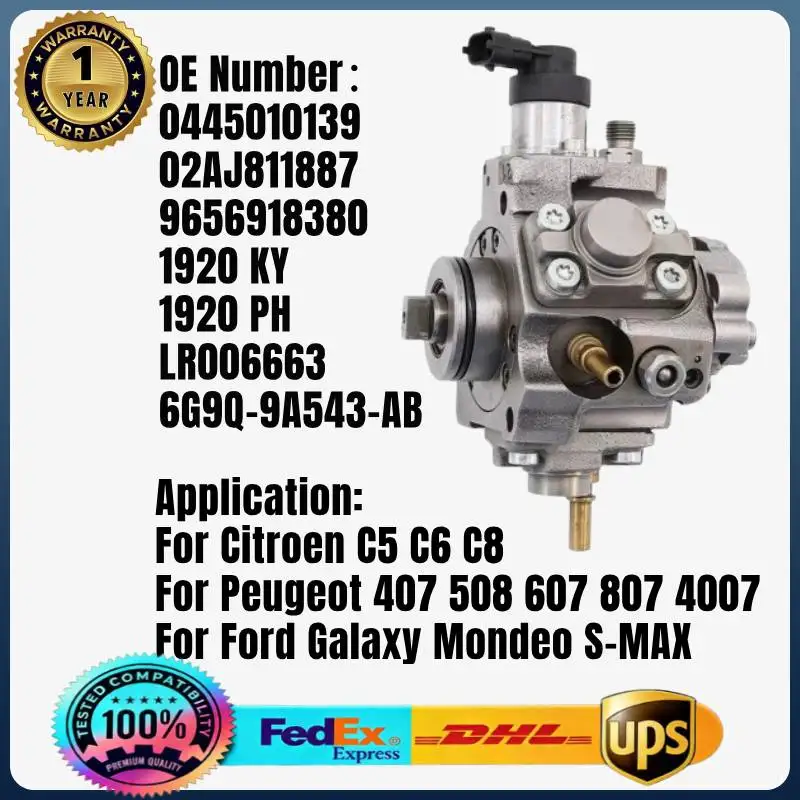 0445010139 1920 PH 1920 KY 02AJ811887 Common Rail Fuel Injection Pump for Citroen C5 C6 C8 For Ford Galaxy For  Peugeot 508 607