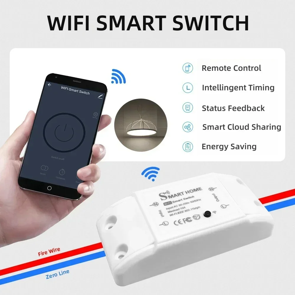 AC 110V-240V 50 / 60Hz Smart Home Wifi Wireless Remote Switch Breaker Domotic LED Light Controller Alexa Google Smartlife APP