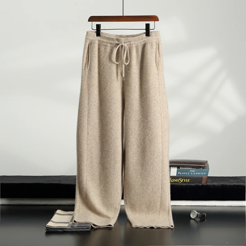 2025 100% Cashmere Men Hooded Cardigan Sweater and Pants Thick Warm Autumn Winter Cashmere Jacket Hoodie Knitwear Trousers Suit