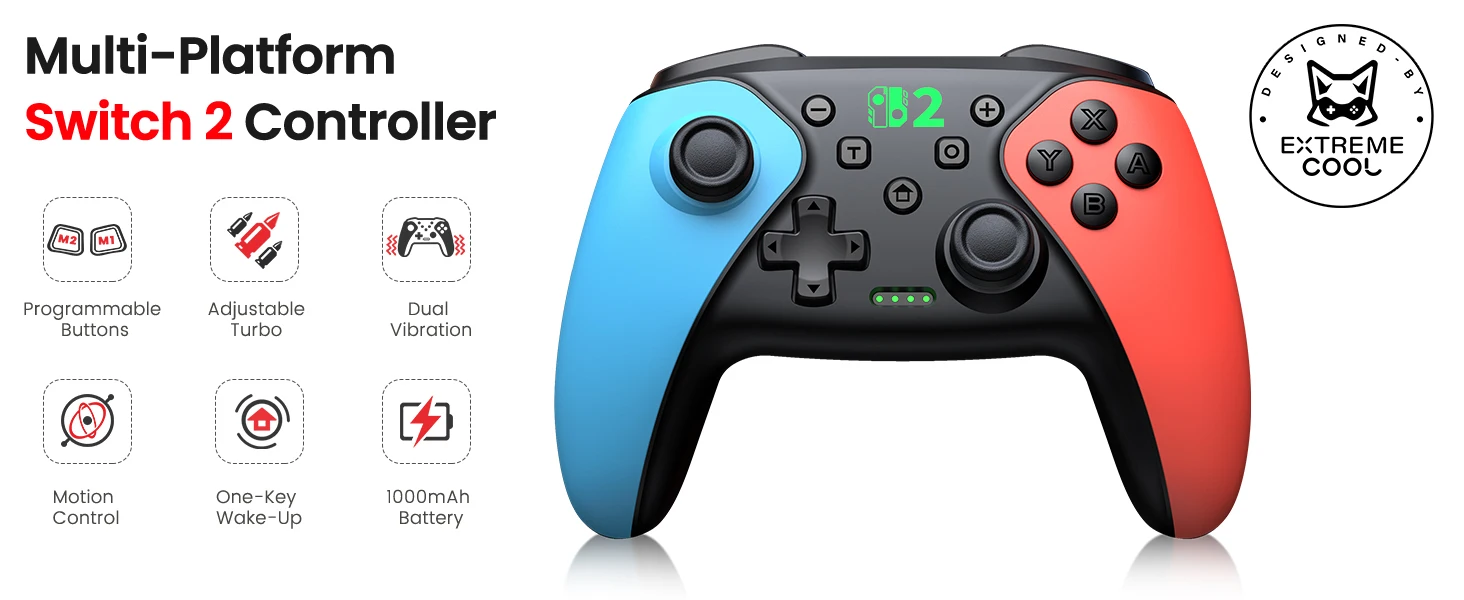 Dinofire Wireless Bluetooth RGB Controller for Nintendo Switch/Switch OLED/Lite Mobile Wired PC Gamepad Multi-Function Joystick