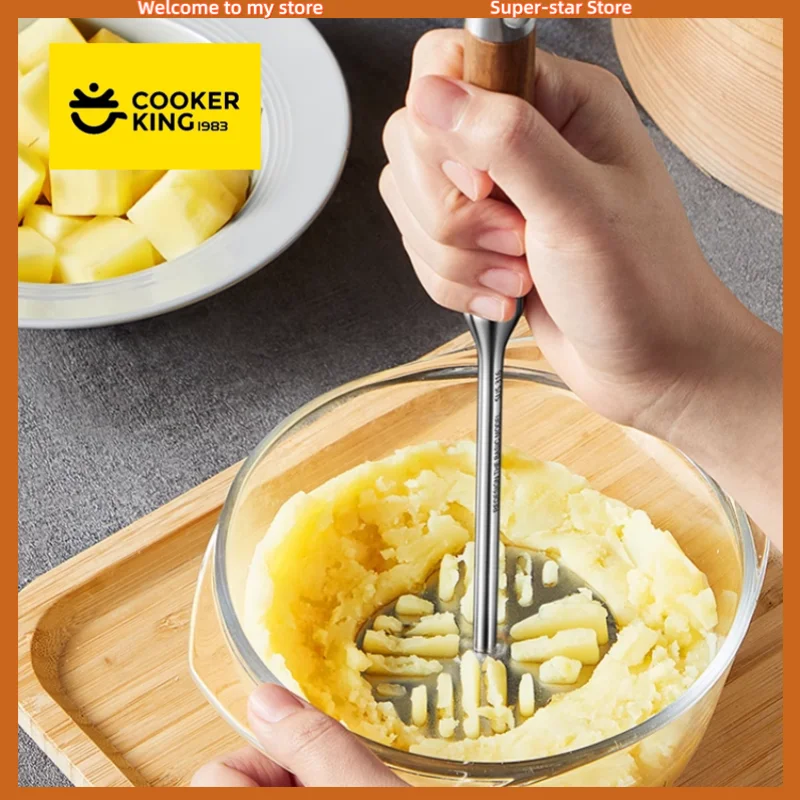 COOKER KING Manueller Kartoffelstampfer, langlebiger Kartoffelpresse, Küchen-Gemüsestampfer mit rutschfestem Griff, Obst-Entsafter, Küchenhelfer