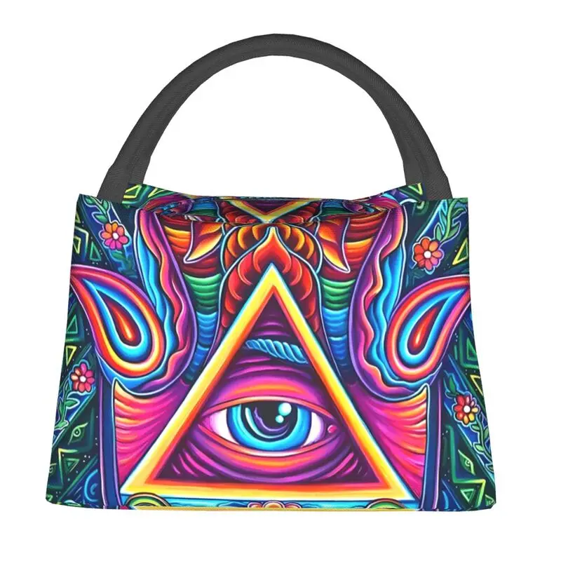 Custom Mexican Hamsa Huichol Lunch Bag Women Cooler Warm Insulated Lunch Box for Work Pinic or Travel