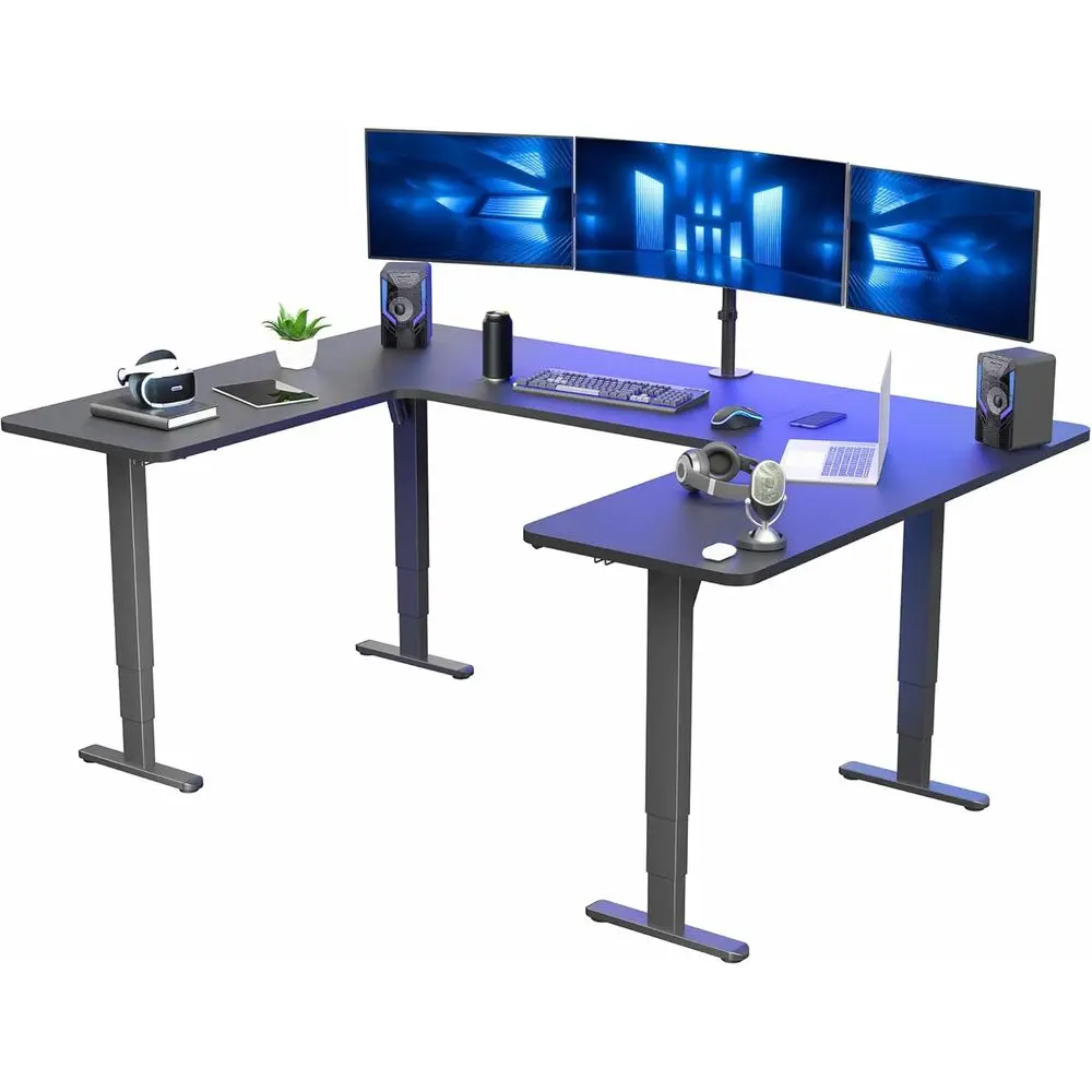 

83 x 60 Inch Large U-Shaped Electric Height Adjustable Desk with Memory Function, Black