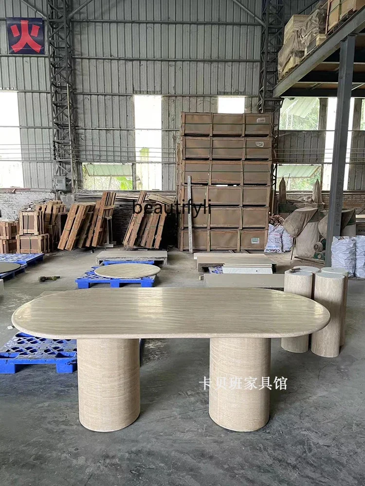 Natural Marble Ellipse Dining Table Medium Ellipse Dining Table Light Luxury Dining Table