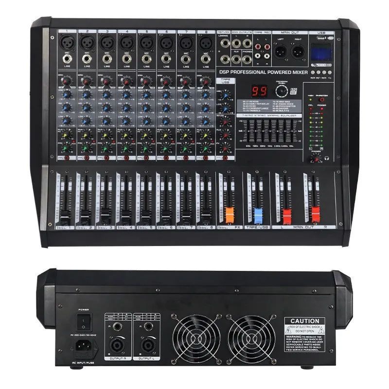 6ウェイ 8ウェイ 12ウェイ プロフェッショナルミキサー ステージパフォーマンス会議残響 Bluetoothパワーアンプ付きUSBチューナー