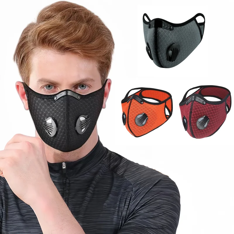 Cycling Sport Mask Adjustable Dust Sport Mask With Exhalation Valves Activated Carbon Filter Mask Outdoor Sports Training Mask