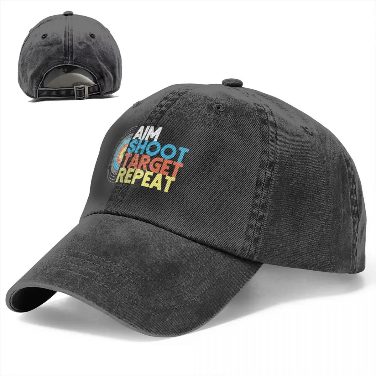 Aim Shoot Target Repeat Archery Sports Men Women Baseball Caps Distressed Denim Caps Hat Classic Workouts Gift Sun Cap