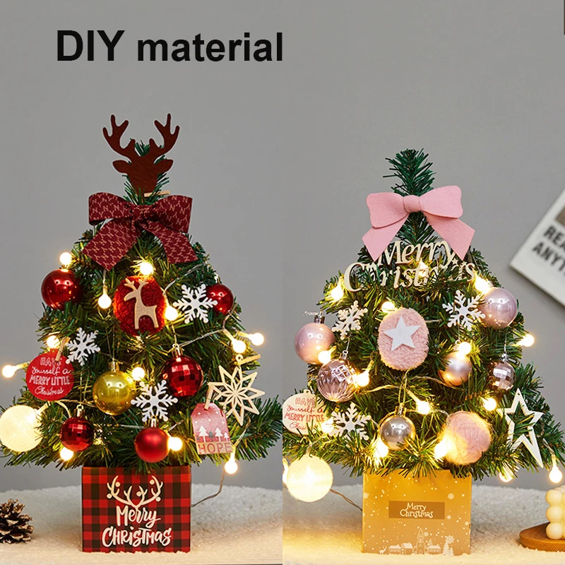 45cm DIY Chriatmas Tree Decoration Living Room Lamp Christmas Tree Set Ornaments For Home Decor Desktop Tv Cabinet Holiday Gifts